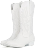 VUN Cowboy Boots For Women Western Boots Cowgirl Boots Pull On Pointy Toe Mid Calf Boots
