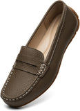 VUN Women's Comfortable & Lightweight Leather Penny Loafers Slip-Ons Cute Business Casual Dress Shoes Work Office Flats