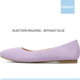 VUN Round Toe Women Flat Shoes Slip on Girls Dress Black Ballet Flats