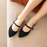 VUN Pointed Toe Flats Knit Ballet Flat Shoes for Women Comfortable with Adjustable Strap,Washable Dressy Casual Flats for Work Office