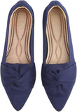 VUN Flats for Womens Pointed Toe Ballet Flats with Bow Comfortable Knit Dressy Flats