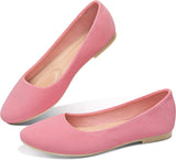 VUN Round Toe Women Flat Shoes Slip on Girls Dress Black Ballet Flats
