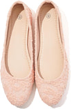 VUN Dress Shoes for Women Round Toe Flats Shoes Lace Ballet Flats