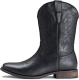 VUN Cowboy Boots For Men Wide Foot Square Toe Western Boots with Classic Embroidered