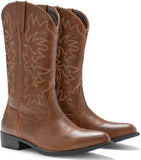 VUN Cowboy Boots For Men Western Boot Durable Classic Embroidered Snip Toe Boots
