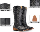 VUN Cowboy Boots For Women Mid Calf Cowgirl Boots Pointy Toe Western Boot