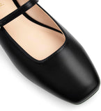 VUN Women's Mary Jane Ballet Flats Square Toe Ankle Strap Shoes for Women Adjustable Buckle Soft Dressy Party Wedding