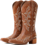 VUN Cowboy Boots For Women Western Boots Cowgirl Classic Fashion Embroidered Pointy Toe Boots