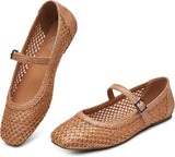 VUN Mary Jane Shoes Women Woven Flats for Women