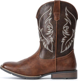 VUN Cowboy Boots For Men Square Toe Western Boot Durable Retro Classic Embroidered Pull On Boot Slip Resistant Country Boots