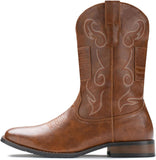 VUN Cowboy Boots For Men Western Boot Classic American Flag Embroidered Square Toe