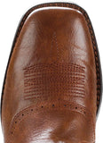 VUN Cowboy Boots For Men Western Boot Classic Embroidered Square Toe Pull On Mid-Calf Boots Round Hole