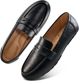 VUN Women Loafers Comfortable Shoes Casual Slip On - Black / 6