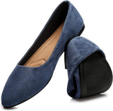 VUN Women’s Flats Shoes Comfortable Suede Pointed Toe Slip On