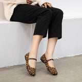 VUN Knit Flats for Women Square Toe Flats Casual Ballet Flats with Ankle Strap,Mary Jane Shoes Women Comfortable for Dressy Office