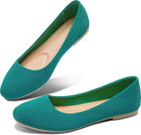 VUN Round Toe Women Flat Shoes Slip on Girls Dress Black Ballet Flats
