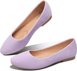 VUN Round Toe Women Flat Shoes Slip on Girls Dress Black Ballet Flats