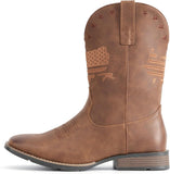 VUN Cowboy Boots For Men Square Toe Western Retro Boot Durable Classic