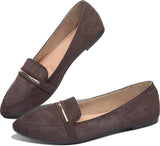 VUN Women's Pointy Toe Loafer Flat Comfortable Faux Suede
