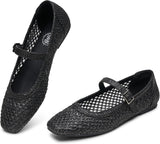VUN Mary Jane Shoes Women Woven Flats for Women