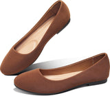 VUN Round Toe Women Flat Shoes Slip on Girls Dress Black Ballet Flats