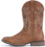 VUN Cowboy Boots For Men Square Toe Western Boots Durable Classic Embroidered