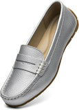 VUN Women's Comfortable & Lightweight Leather Penny Loafers Slip-Ons Cute Business Casual Dress Shoes Work Office Flats