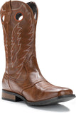 VUN Cowboy Boots For Men Western Boot Classic Embroidered Square Toe Pull On Mid-Calf Boots Round Hole