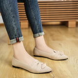 VUN Flats for Womens Pointed Toe Ballet Flats with Bow Comfortable Knit Dressy Flats