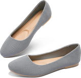 VUN Round Toe Women Flat Shoes Slip on Girls Dress Black Ballet Flats
