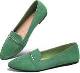 VUN Women's Pointy Toe Loafer Flat Comfortable Faux Suede Work Shoes,Cute Penny Loafer Slip On Ballet Flat