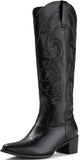 VUN Cowboy Boots For Women Pointy Toe Women's Western Boots Cowgirl Boots Mid Calf Boots