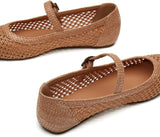 VUN Mary Jane Shoes Women Woven Flats for Women