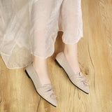 VUN Flats for Womens Pointed Toe Ballet Flats with Bow Comfortable Knit Dressy Flats