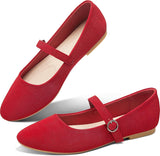 VUN Mary Jane Flat Shoes Round Toe Ballet Flats for Women