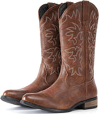 VUN Cowboy Boots For Men Western Boot Durable Classic Embroidered Snip Toe Boots