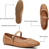 VUN Mary Jane Shoes Women Woven Flats for Women