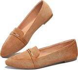 VUN Women's Pointy Toe Loafer Flat Comfortable