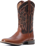 VUN Women's Leather Western Boots Square Toe Cowboy Boots for Women Mid Calf