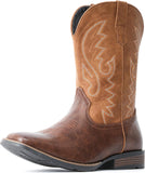 VUN Cowboy Boots For Men with Wide Square Toe Western Retro Boot Durable
