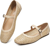VUN Mary Jane Shoes Women Woven Flats for Women