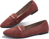 VUN Women's Pointy Toe Loafer Flat Comfortable
