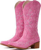 VUN Cowboy Boots For Women Western Boots Cowgirl Classic Fashion Embroidered Pointy Toe Boots