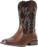 VUN Cowboy Boots For Men Square Toe Western Boots Durable Classic Embroidered