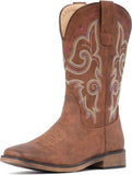 VUN Cowboy Boots For Women Square Toe Western Boots Mid Calf Cowgirl Boots Pull On Fashion Embroidered Cowboy Boots