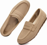 VUN Loafers for Women Comfortable Slip on Flats - Beige / 6