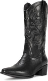 VUN Cowboy Boots For Women Pointy Toe Women's Western Boots Cowgirl Boots Mid Calf Boots