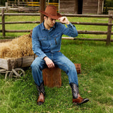 VUN Cowboy Boots Men Square Toe Western Boots Durable Classic Embroidered