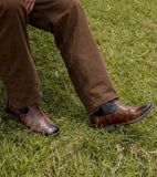 VUN Cowboy Boots Men Square Toe Western Boots Pull On Durable
