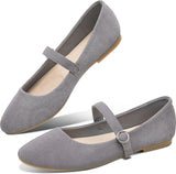 VUN Mary Jane Flat Shoes Round Toe Ballet Flats for Women